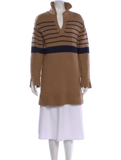 Pre-owned Ciao Lucia Merino Wool Striped Sweater In Brown