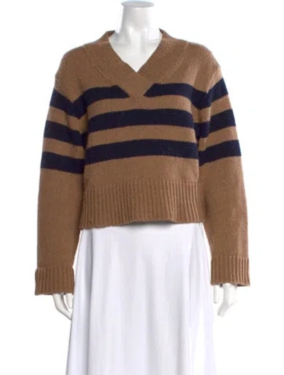 Pre-owned Ciao Lucia Merino Wool Striped Sweater In Brown