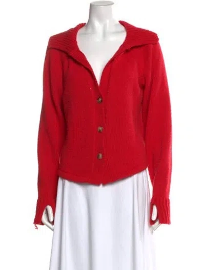 Pre-owned Ciao Lucia Merino Wool V-neck Sweater In Red