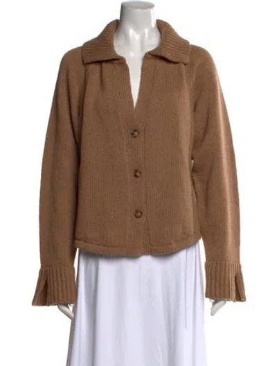 Pre-owned Ciao Lucia Merino Wool V-neck Sweater W/ Tags In Brown