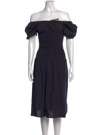 Pre-owned Ciao Lucia Off-the-shoulder Midi Length Dress In Black