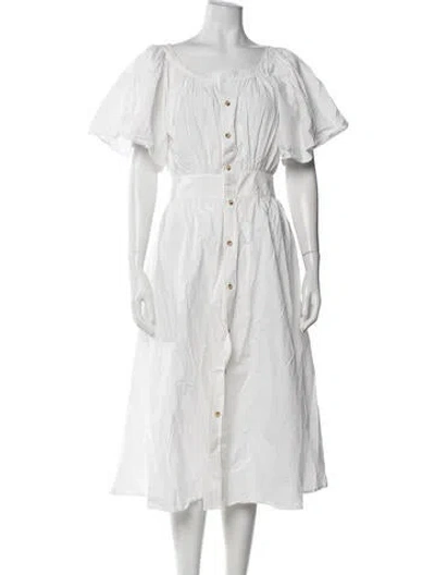 Pre-owned Ciao Lucia Off-the-shoulder Midi Length Dress In White