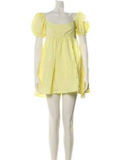 Pre-owned Ciao Lucia Off-the-shoulder Mini Dress In Yellow