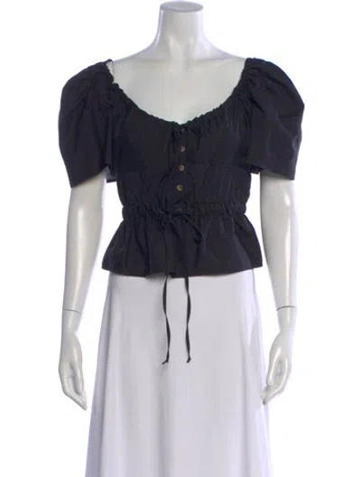 Pre-owned Ciao Lucia Off-the-shoulder Short Sleeve Top In Black