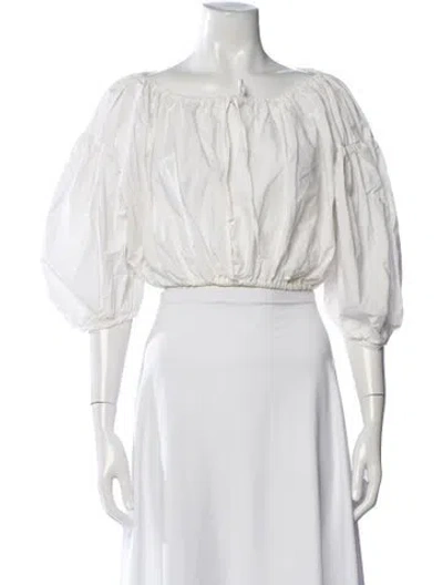 Pre-owned Ciao Lucia Off-the-shoulder Three-quarter Sleeve Blouse In White