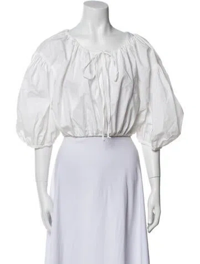Pre-owned Ciao Lucia Off-the-shoulder Three-quarter Sleeve Crop Top In White