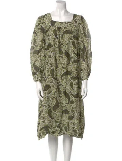 Pre-owned Ciao Lucia Paisley Print Midi Length Dress In Green