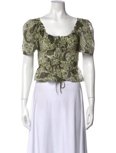 Pre-owned Ciao Lucia Paisley Print Scoop Neck Blouse In Green