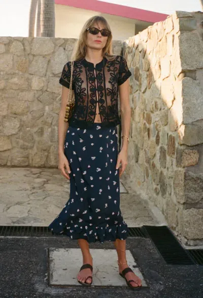 Ciao Lucia Pappilon Print Skirt In Navy In Blue