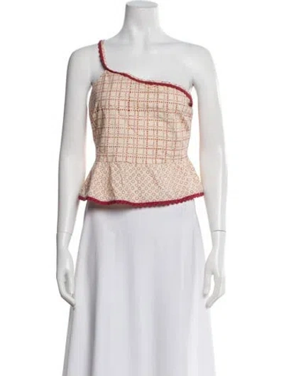 Pre-owned Ciao Lucia Patterned One-shoulder Top W/ Tags In Neutral