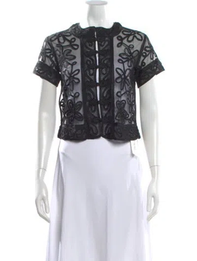 Pre-owned Ciao Lucia Patterned Short Sleeve Top W/ Tags In Black