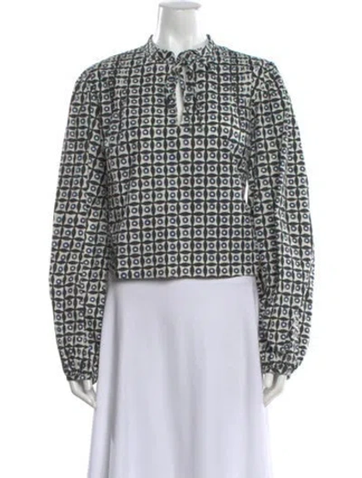 Pre-owned Ciao Lucia Patterned Tie Neck Blouse In Multi