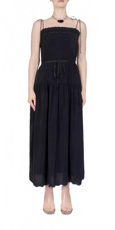 Ciao Lucia Petra Embroidered Satin Dress In Black