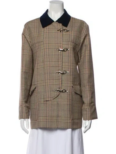 Pre-owned Ciao Lucia Plaid Print Blazer In Neutral