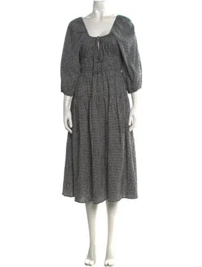 Pre-owned Ciao Lucia Plaid Print Midi Length Dress In Black