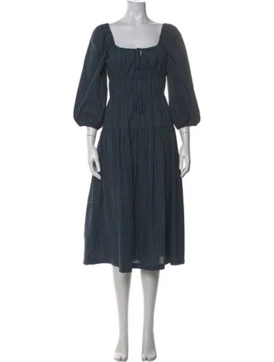 Pre-owned Ciao Lucia Plaid Print Midi Length Dress In Blue