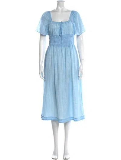 Pre-owned Ciao Lucia Plaid Print Midi Length Dress In Blue