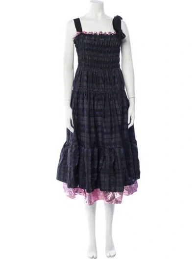 Pre-owned Ciao Lucia Plaid Print Midi Length Dress In Blue