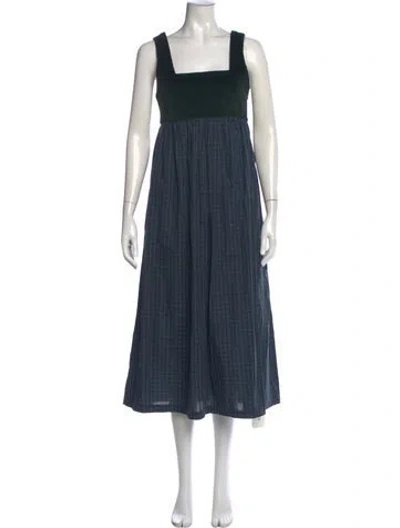 Pre-owned Ciao Lucia Plaid Print Midi Length Dress In Green