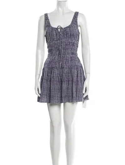 Pre-owned Ciao Lucia Plaid Print Mini Dress In Blue