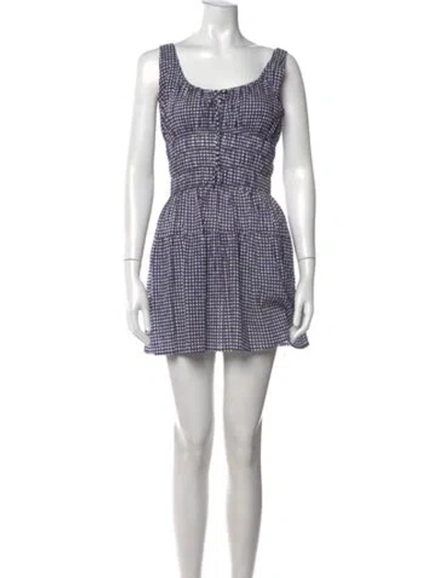 Pre-owned Ciao Lucia Plaid Print Mini Dress In Blue