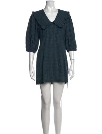 Pre-owned Ciao Lucia Plaid Print Mini Dress In Green