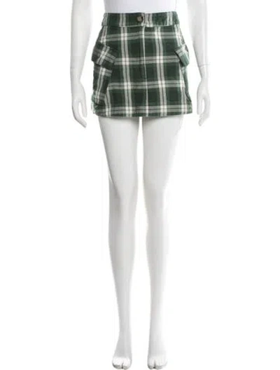 Pre-owned Ciao Lucia Plaid Print Mini Skirt In Green