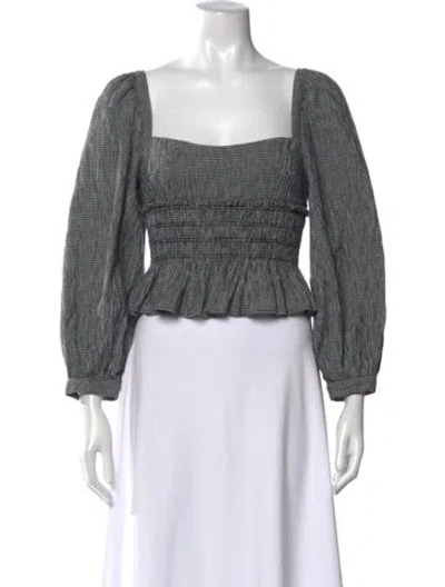 Pre-owned Ciao Lucia Plaid Print Square Neckline Blouse In Gray