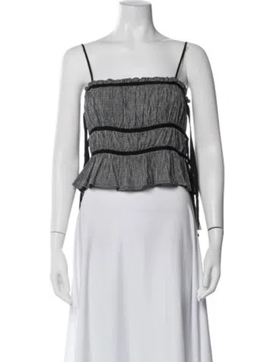 Pre-owned Ciao Lucia Plaid Print Square Neckline Crop Top In Black