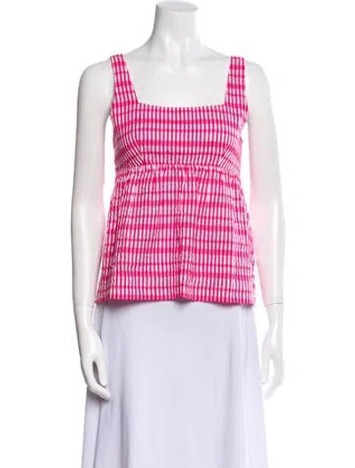 Pre-owned Ciao Lucia Plaid Print Square Neckline Crop Top In Pink