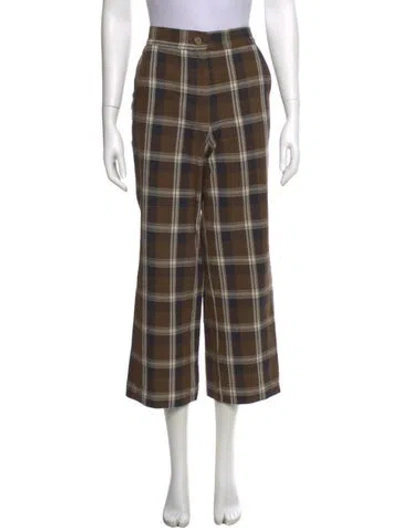 Pre-owned Ciao Lucia Plaid Print Straight Leg Pants In Brown