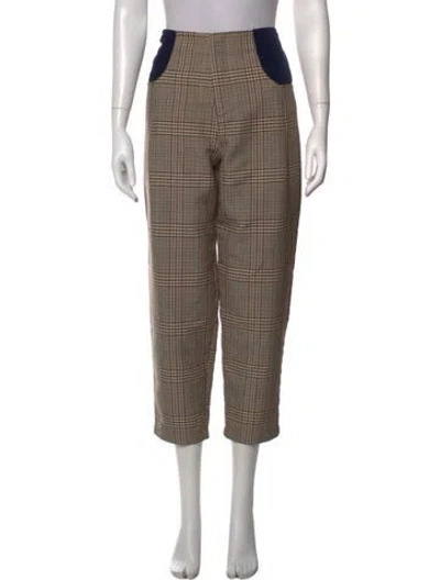 Pre-owned Ciao Lucia Plaid Print Straight Leg Pants In Brown