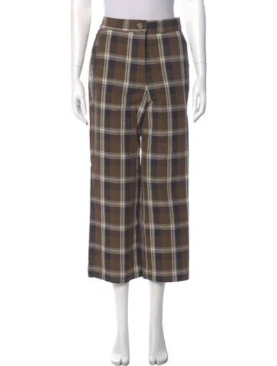 Pre-owned Ciao Lucia Plaid Print Wide Leg Pants In Brown