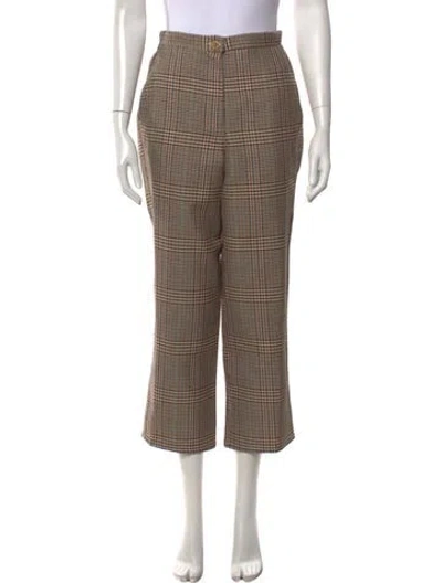 Pre-owned Ciao Lucia Plaid Print Wide Leg Pants In Brown
