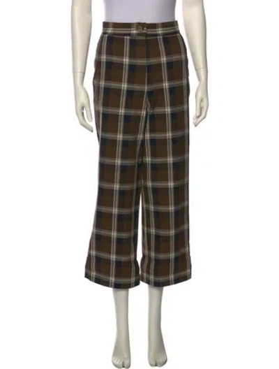 Pre-owned Ciao Lucia Plaid Print Wide Leg Pants In Green