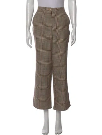 Pre-owned Ciao Lucia Plaid Print Wide Leg Pants In Neutral