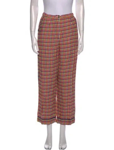 Pre-owned Ciao Lucia Plaid Print Wide Leg Pants W/ Tags In Neutral