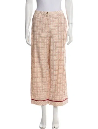 Pre-owned Ciao Lucia Plaid Print Wide Leg Pants W/ Tags In Neutral