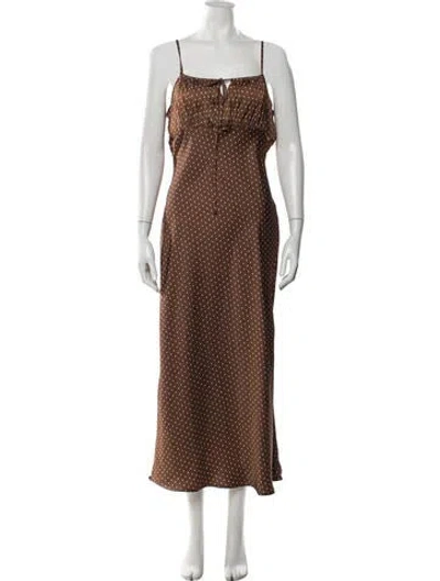 Pre-owned Ciao Lucia Polka Dot Print Long Dress In Brown