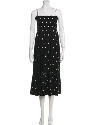 Pre-owned Ciao Lucia Polka Dot Print Midi Length Dress In Black