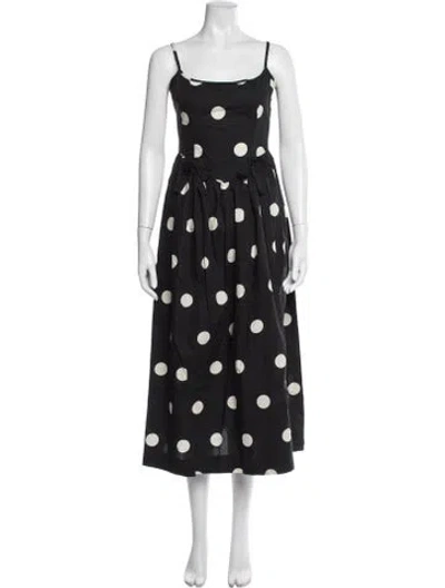 Pre-owned Ciao Lucia Polka Dot Print Midi Length Dress In Black