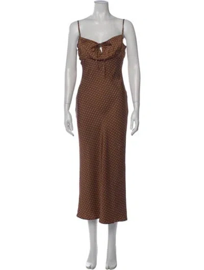 Pre-owned Ciao Lucia Polka Dot Print Midi Length Dress In Brown