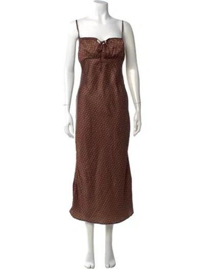 Pre-owned Ciao Lucia Polka Dot Print Midi Length Dress In Brown