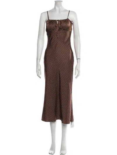 Pre-owned Ciao Lucia Polka Dot Print Midi Length Dress In Brown