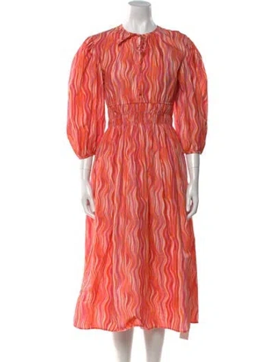 Pre-owned Ciao Lucia Printed Long Dress In Orange