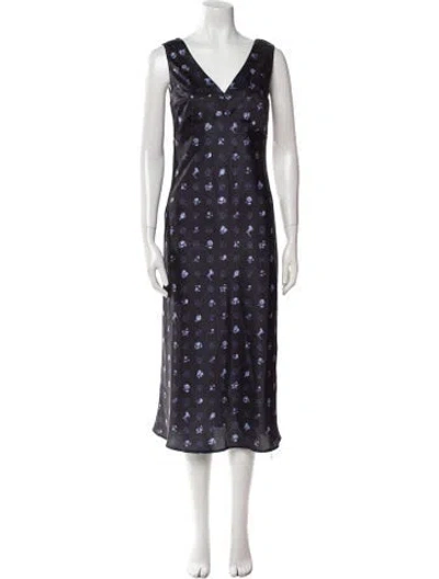 Pre-owned Ciao Lucia Printed Midi Length Dress In Black