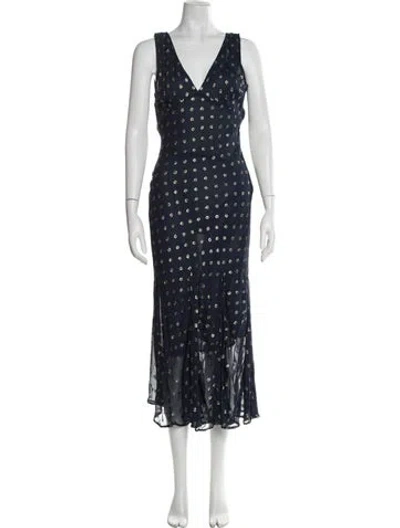 Pre-owned Ciao Lucia Printed Midi Length Dress In Blue