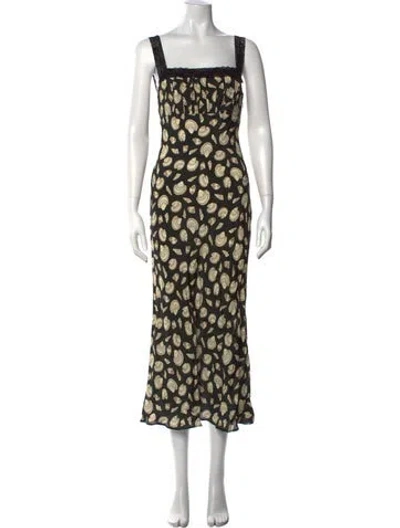 Pre-owned Ciao Lucia Printed Midi Length Dress W/ Tags In Black