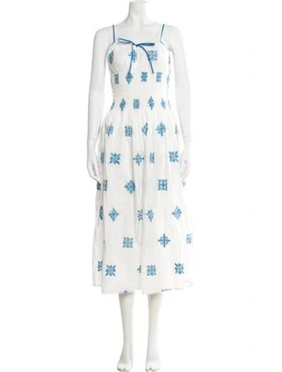 Pre-owned Ciao Lucia Printed Midi Length Dress In White