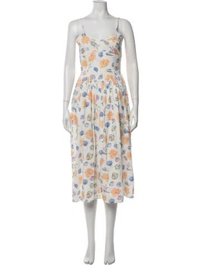 Pre-owned Ciao Lucia Printed Midi Length Dress In White